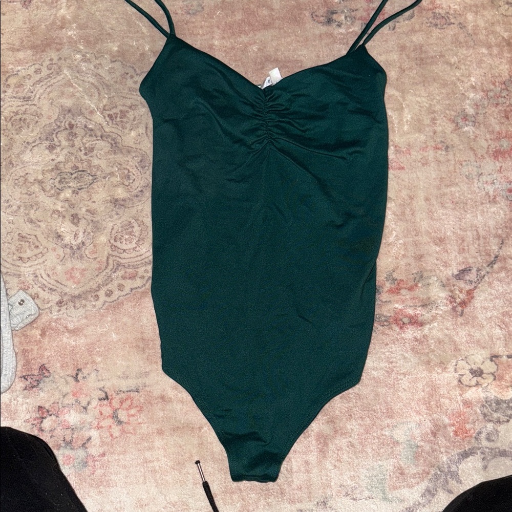 Gaze Deep Green Spaghetti Strap Bodysuit